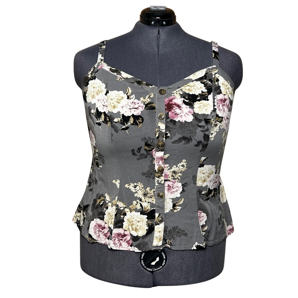 Torrid Fit And Flare Stretch Challis Button-Front Cami (Size 2)
